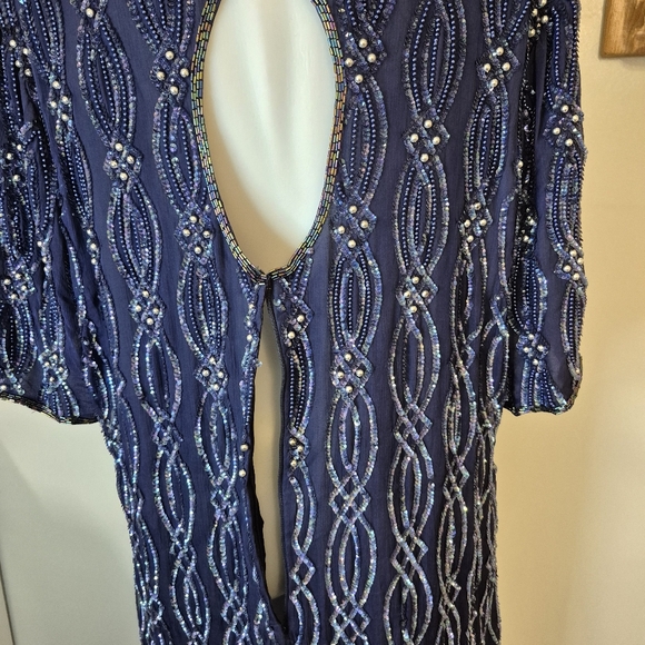 Sténay Beaded Sequin Keyhole Back Silk Dress - Picture 9 of 14